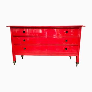 Red Wooden Chest of Drawers by Carlo De Carli for Sormani, 1960s