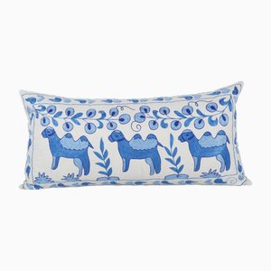 Suzani Cushion Cover with Embroidered Animal Motif