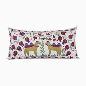 Uzbek Suzani Cushion Cover with Animal Decor