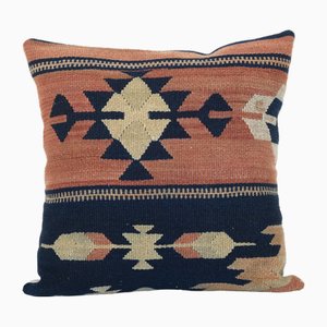 Funda de cojín Kilim cuadrada tejida a mano