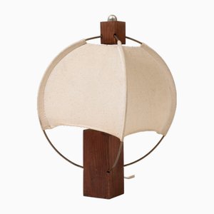 Lampe de Bureau en Bois et Toile, 1980s