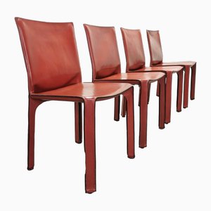 Leather Model Cab Chairs by Mario Bellini for Cassina, 1970s, Set of 4