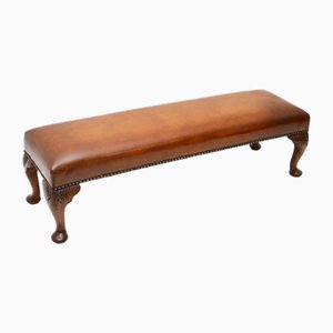 Antique Georgian Style Leather Foot Stool, 1920s