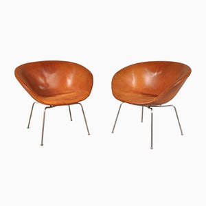 Dänische Pot Stühle von Arne Jacobsen für Fritz Hansen, 1950er, 2er Set