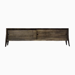 Mid-Century Scandinavian Modern Long Ash Sideboard with Matte Metal Handles, 1960s