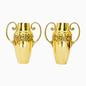 Arrt Nouveau Brass Vases, Vienna, 1908, Set of 2