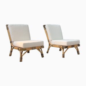 Bamboo Rattan and Copper Armchairs by Maison, 1950s, Set of 2