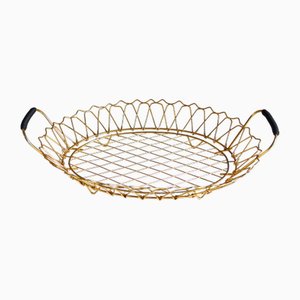 Small Basket in Openwork Metal Wire and Gilded with Fine Gold, 1960s