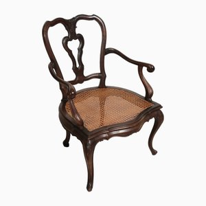 Butaca de madera con asiento Viena de paja, década de 1900