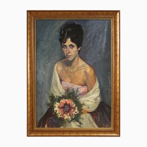 Italian Artist, Portrait of a Lady, 1960, Mixed Media, Framed