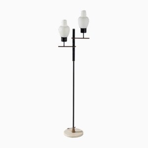 Italian Floor Lamp in Black Lacquered Steel, 1950s