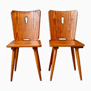 Brutalist Side Chairs, France, 1970s, Set of 2