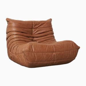 Togo Stuhl aus cognacbraunem Leder von Michel Ducaroy für Ligne Roset, 2010er