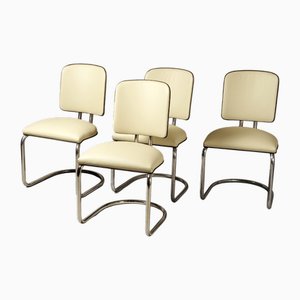 Poltrone Bauhaus in pelle attribuite a Thonet, Austria, anni '20, set di 4