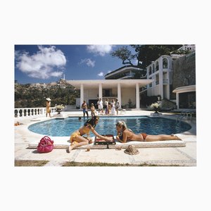 Slim Aarons, Poolside Backgammon, Limited Edition Estate Stamped Photographic Print, 1970s