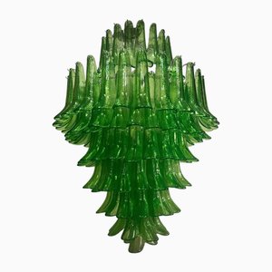 Lustre Rond en Verre Murano Vert de Mazzega, 2000s