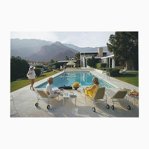 Slim Aarons, Catch up by the Pool, Limited Edition Estate Stamped Photographic Print, 1970s
