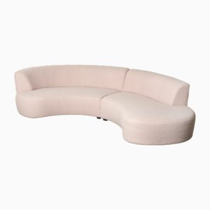 Curved Modular Sofa with Boulcé Upholstery, Set of 2