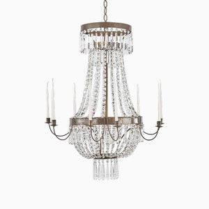 Empire Style Brass and Crystal Hot Air Balloon Chandelier