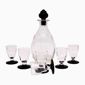 Service à Liqueur Art Déco en Verre, 1930s, Set de 7