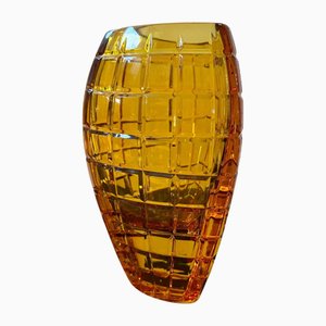Vaso modernista in vetro ambrato attribuito a Val Saint Lambert, anni '60