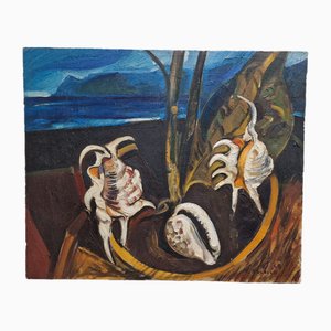Nino La Barbera, Shells, 1969, Oil on Canvas, Framed