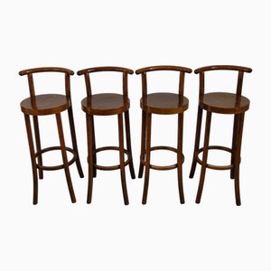 Bar Stools with Backs from Baumann, France, 1960s, Set of 4