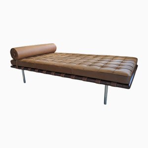 Sofá cama Barcelona Bauhaus de cuero de Ludwig Mies Van Der Rohe para Knoll, años 70