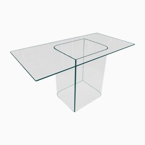 Table de Salle à Manger Moderniste en Verre Clair, 1970s