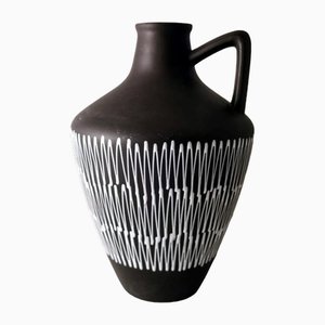 German Fat Lava Style Dark and White Ceramic Pitcher, 1968