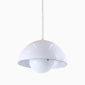 White Enamel Flowerpot Pendant by Verner Panton for Louis Poulsen, 1960s