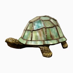 Französische Glas Tischlampe im Tiffany Stil in Form einer Schildkröte, 1970er