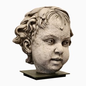 Philippe Seené, Large Bust of a Child, 2004, Clay on Bronze Base
