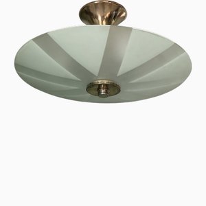 Lampada da soffitto in vetro e ottone, Svezia, anni '30