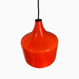 Vintage Orange Opaline Glass Pendant Light, 1970s