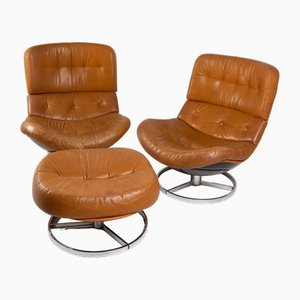 Vintage Swivel Armchairs by Michel Cadestin for Airborne, 1970s, Set of 2