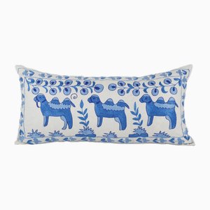 Vintage Suzani Pillow Cover with Camel Motifs, 2010s