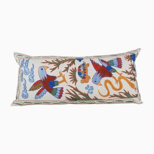 Uzbek Long Colorful Fish and Snake Suzani Bed Cushion Cover with Animal Motif, 2010s