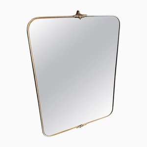 Mid-Century Italian Modern Style Rectangular Brass Wall Mirror in the style of Gio Ponti, 1950s