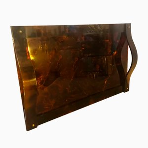 Mid-Century Modern Fake Tortoise Acrylic Glass Tray in the style of Dior Home, 1970s