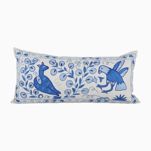 Blue Tashkent Lumbar Tashkent Suzani Bedding Cushion Cover with Fish