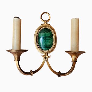 Bronze and Malachite Wall Sconces, 1890s, Set of 2