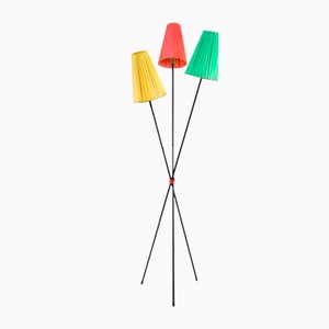 Tripod Floor Lamp with Colored Shades by Mathieu Matégot, 1950s
