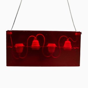 Rote Duplex Deckenlampe von Fontana Arte