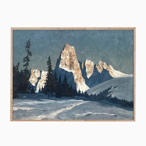 Georg Grauvogl, Winter am Schlern, 20. Jh., Öl auf Leinwand