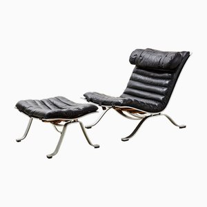 Ari Lounge Chair and Ottoman by Arne Norell for Norell Mobler, 1970s, Set of 2