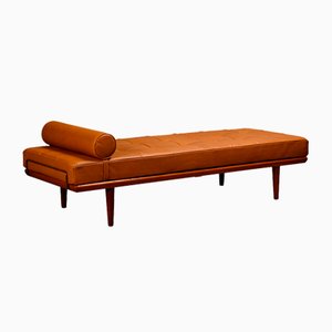 Divan GE19 en Teck et Cuir Camel par Hans J. Wegner pour Getama, 1960s