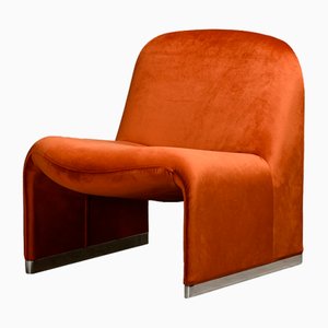 Sillón Alky italiano vintage de terciopelo de otoño de Giancarlo Piretti para Anonima Castelli, años 70