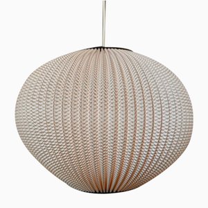 Mid-Century Ceiling Lamp in Pleated Rhodoid, France, 1950s