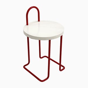 Red Bathroom Stool in Wood and Metal, 1980s